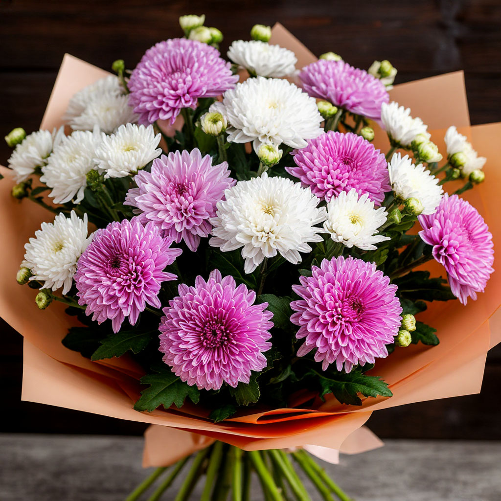 Хризантемы в букетах. Тренды